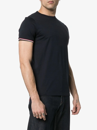 Shop Moncler Stripe Detail T-shirt In Blue