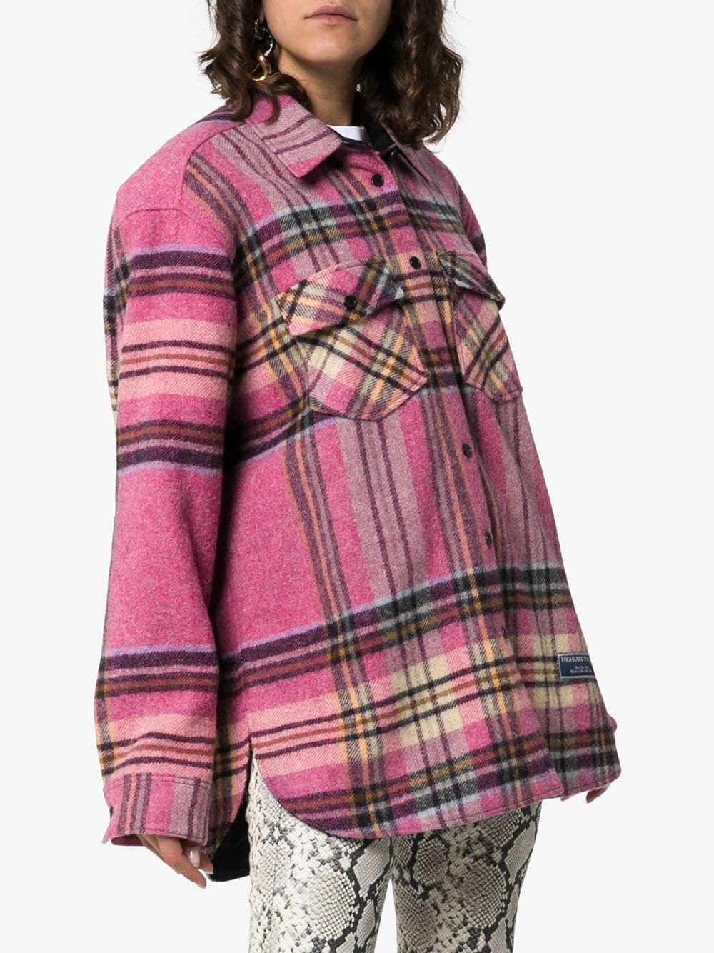 We11 Done We11done Pink Wool English Check Shirt Jacket ModeSens