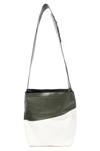 Shop Marni Woman Two-tone Leather Shoulder Bag Forest Green