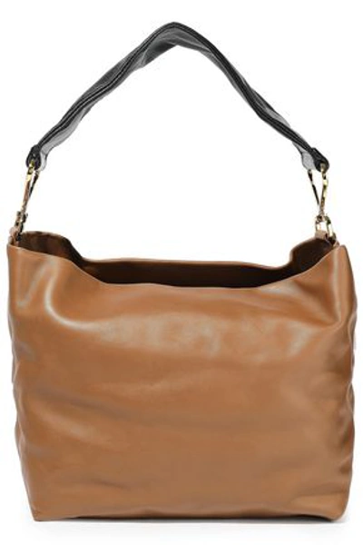 Shop Marni Woman Maxi Strap Leather Shoulder Bag Brown