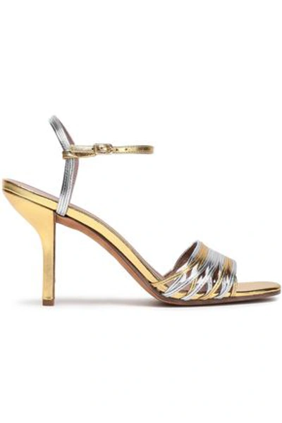 Shop Diane Von Furstenberg Federica Two-tone Metallic Leather Sandals In Gold
