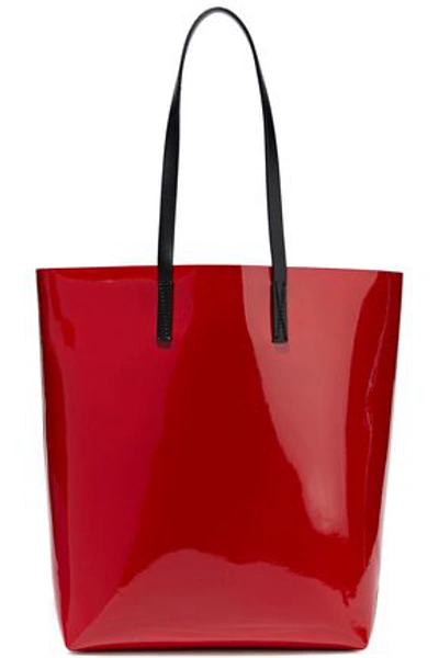 Shop Marni Faux Patent-leather Tote In Red