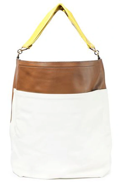 Shop Marni Woman Two-tone Leather Tote Brown