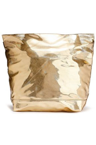 Shop Marni Woman Bundle Crinkled Faux Mirrored-leather Clutch Gold
