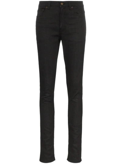 Shop Saint Laurent Mid-rise Slim-fit Jeans - Black