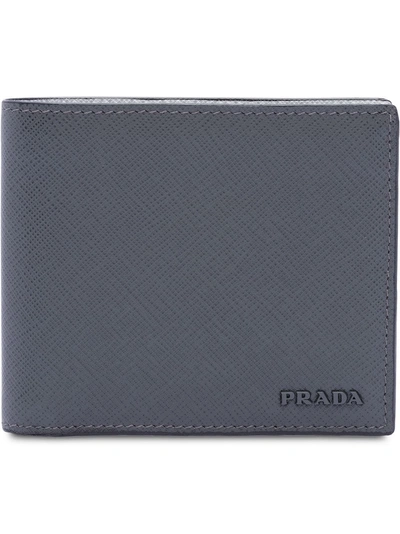 Shop Prada Saffiano Wallet In Grey