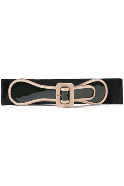 Shop Marni Patent-leather And Stretch-twill Belt In Black