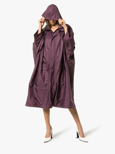 Shop Balenciaga Opera Logo Print Raincoat In Purple