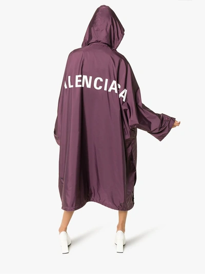 Shop Balenciaga Opera Logo Print Raincoat In Purple