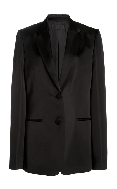 Shop Helmut Lang Satin Tuxedo Blazer In Black