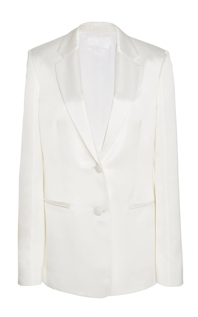 Shop Helmut Lang Satin Tuxedo Blazer In White