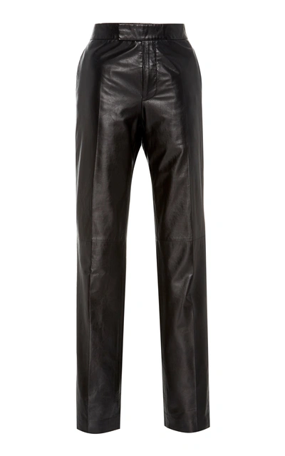 Shop Helmut Lang Suiting Leather Straight-leg Pants In Black