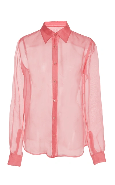 Shop Helmut Lang Silk-organza Shirt In Pink