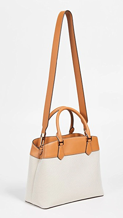 Shop Tory Burch Robinson Canvas Triple Compartment Tote In Natural