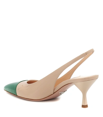 Shop Prada Patent Leather Slingback Pumps In Beige