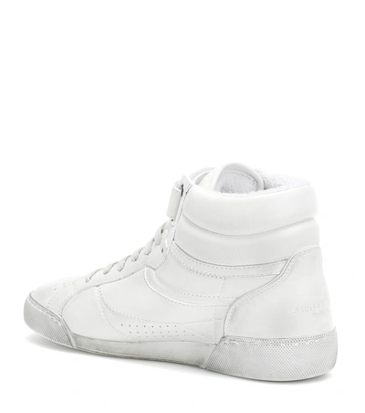 Shop Saint Laurent Lenny Leather Sneakers In White
