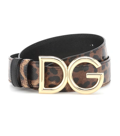 Shop Dolce & Gabbana Reversible Leopard-print Leather Belt In Brown