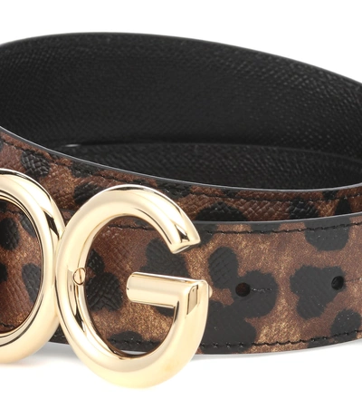 Shop Dolce & Gabbana Reversible Leopard-print Leather Belt In Brown