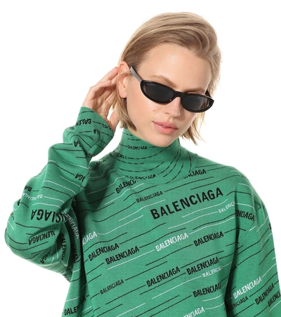 Balenciaga Neo Mirrored Oval Acetate Sunglasses In Black | ModeSens