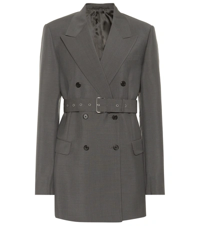 Shop Prada Mohair And Wool Blazer In Grey