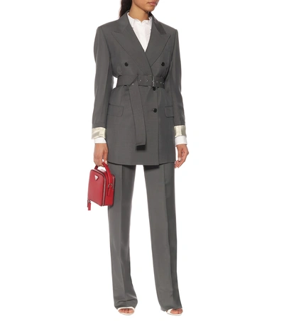 Shop Prada Mohair And Wool Blazer In Grey