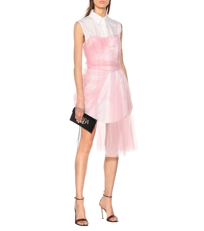 Shop Prada Poplin And Tulle Minidress In Pink