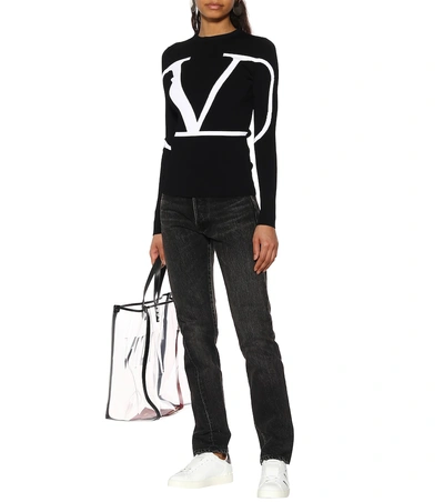 Shop Valentino Logo Sweater In Black