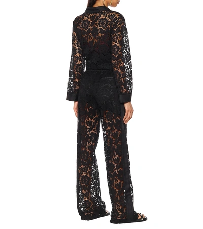Shop Valentino Silk And Lace Pants In Black