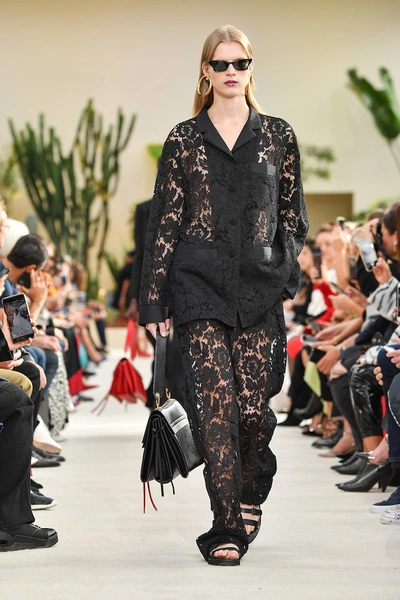Shop Valentino Silk And Lace Pants In Black