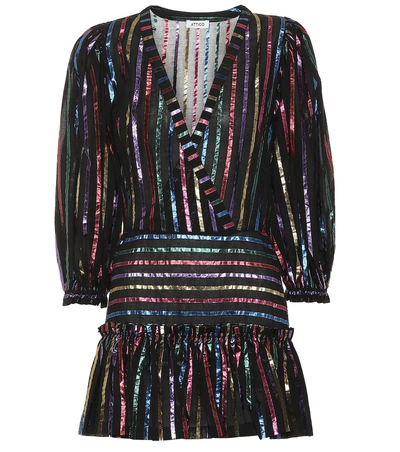 Shop Attico Striped Jacquard Minidress In Black