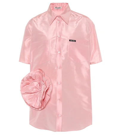 Shop Miu Miu Embellished Taffeta Shirt In Pink
