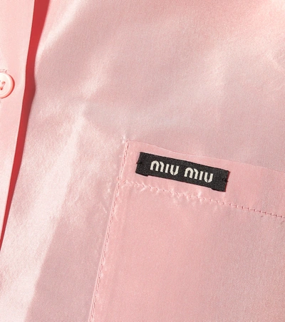 Shop Miu Miu Embellished Taffeta Shirt In Pink