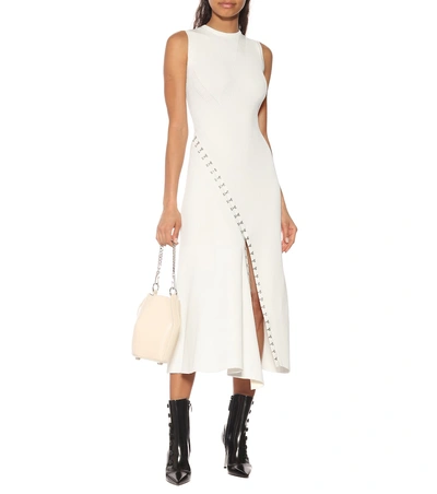 Shop Alexander Mcqueen Ribbed Knit Midi Dress In White