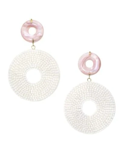 Shop Lizzie Fortunato Soleil 18k Goldplated Pink Mother-of-pearl Beaded Disc Drop Earrings