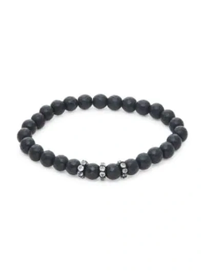 Shop Bavna Onyx & Rainbow Stretch Beaded Bracelet In Black