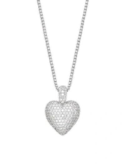 Shop Adriana Orsini Crystal Heart Pendant Necklace In Rhodium