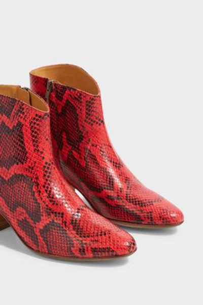 Shop Isabel Marant Dacken Leather Ankle Boots In Red