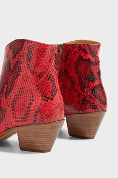 Shop Isabel Marant Dacken Leather Ankle Boots In Red