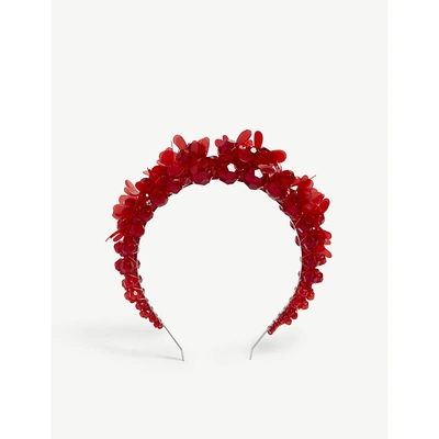 Shop Simone Rocha Floral Crystal Tiara In Red