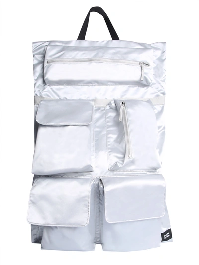 Shop Raf Simons Oversize Poster Backpack In Argento