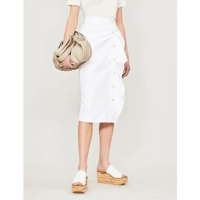 Shop Max Mara Edmond High-waist Ruffled Cotton Skirt In Bianco Ottico