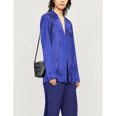 Shop Haider Ackermann V-neck Silk Top In Blue