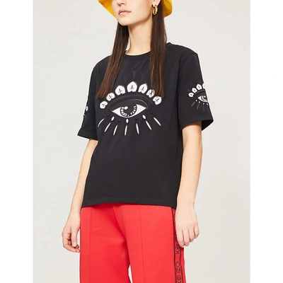 Shop Kenzo Eye Cotton-jersey T-shirt In Black