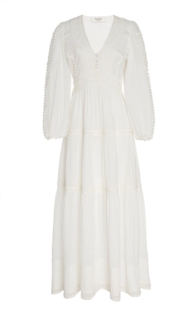 Shop Sea Lace-trimmed Cotton Maxi Dress In White
