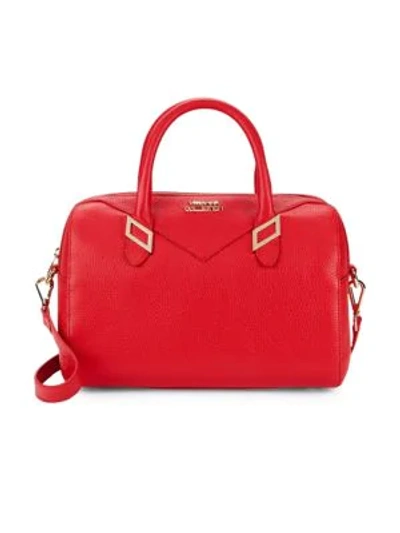 Shop Versace Pebbled Leather Boxed Tote Shoulder Bag In Red