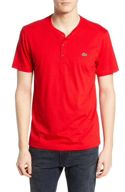 Shop Lacoste Henley T-shirt In Red