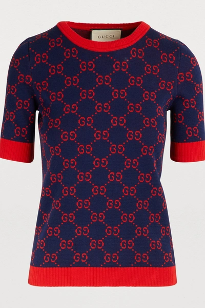 Shop Gucci Gg Top In Red Blue