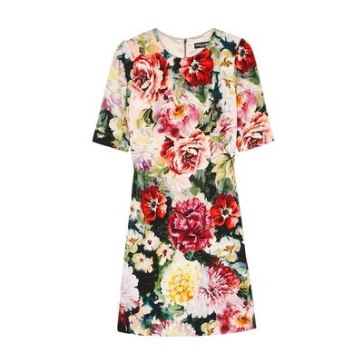 Shop Dolce & Gabbana Floral-print Stretch-cady Mini Dress