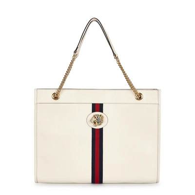 Shop Gucci Rajah Large Off-white Leather Tote