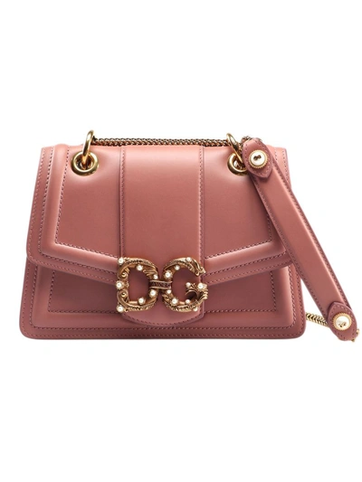 Shop Dolce & Gabbana Amore Shoulder Bag In Rosa Polvere